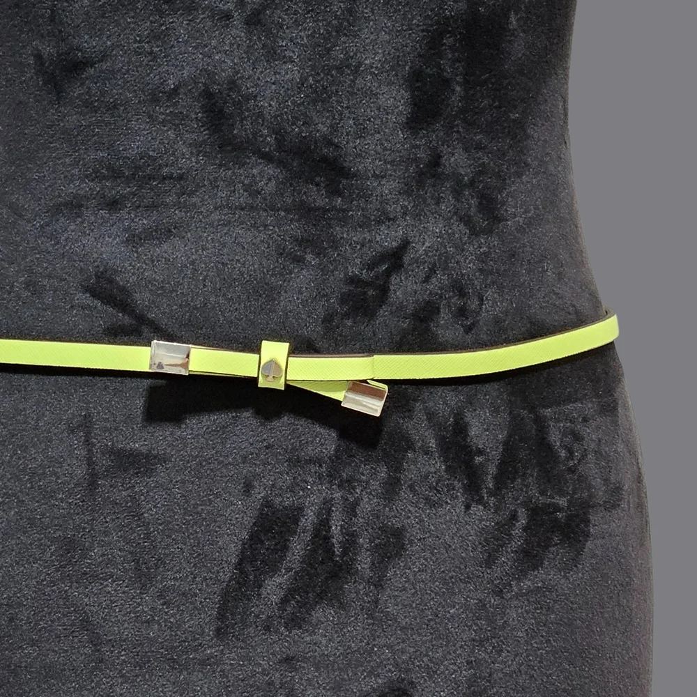Kate Spade New York Belt Large Limeade Shoestring Bow Leather Vacation Summer